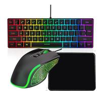 VBESTLIFE Combo Tastiera da Gioco RGB e Mouse Retroilluminato, Cavo USB, Set da Gioco LED per Giochi e Lavoro per PC Portatili (insieme nero)