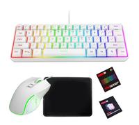 VBESTLIFE Combo Tastiera e Mouse da Gioco Al 60%, Tastiera Retroilluminata RGB e Mouse da Gioco da 3600 DPI, Tastiera e Mouse Cablati Ultracompatti con Tappetino per Mouse (Insieme bianco)