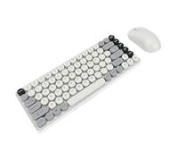 VBESTLIFE Combo Tastiera e Mouse Wireless, Doppia modalità Bluetooth da 2,4 GHz, Copritasti Rotondi retrò, Tastiera per Macchina da Scrivere all'85%, per PC Portatile