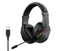 VBESTLIFE Cuffie da Gioco USB, Cuffie Auricolari con Microfono a Cancellazione di Rumore, Audio Chiaro, Bassi Profondi, Luci a LED, per Console di Gioco Portatile per PC (È nervoso?)