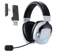 VBESTLIFE Cuffie da Gioco Wireless, Cuffie Bluetooth 5.4 da 2,4 GHz con Cancellazione del Rumore, Luce RGB, Audio Surround 7.1, per PC Tablet Telefono Cellulare (nero bianco)