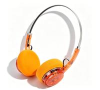 VBESTLIFE Cuffie retrò, Cuffie Bluetooth 6.0 Wireless On-ear con Microfono Suono Ad Alta Risoluzione Bassi Profondi, per Giochi di Chiamate Musicali (Arancione traslucido)