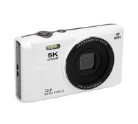 VBESTLIFE Fotocamera Digitale 5k, Fotocamera Digitale UHD da 72 MP, Punto Automatico Zoom 16x e Scattare una Piccola Fotocamera da Viaggio con Flash, Schermo da 2,8 Pollici, 32 GB (WHITE)