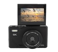 VBESTLIFE Fotocamera Digitale 5k, Fotocamera Vlog da 75 MP per YouTube, Videocamera UHD AutoFocus con Schermata a Fogli Mobili da 3 "180 °, 18x Zoom Compact Travel Camara (BLACK)