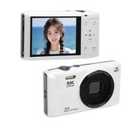 VBESTLIFE Fotocamera Digitale da 5k, Punto Autofocus UHD da 72 MP e Fotocamera Shoot con Flash, VLOG CAMARA VOLAGGI con Zoom 16x, WiFi, Schermo da 2,8 Pollici, Memoria da 64 GB (WHITE)