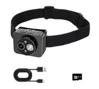 VBESTLIFE Fotocamera Montata Sulla Testa con Lampada Frontale a LED, Action Cam Indossabile HD 1080P 2MP per attività Notturne All'aperto, Ciclismo, Pesca (64G)