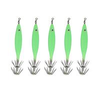 VBESTLIFE Glow Squid Jigs, 5 Pezzi 8 Cm Ami da Pesca per Calamari Luminosi per la Pesca in Acqua Dolce e Salata(Verde Luminoso)