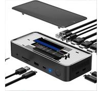 VBESTLIFE Hub USB C e Custodia SSD M.2, 13 in 1, 10 Gbps, Uscita HDMI 40 60 Hz, RJ45 Gigabit Ethernet, USB A Tipo C, PD 100 W, per PC Portatile (Spina europea)