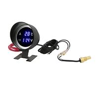 VBESTLIFE Indicatore Digitale Rotondo della Temperatura dell'acqua LED Voltmetro DC 9V-36V Luce Blu - ABS Resistente e Metallo, Multifunzione per Auto Moto ATV