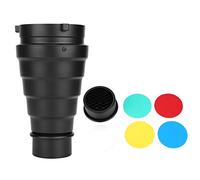 VBESTLIFE Kit snoot Conico in Lega di Alluminio con griglia a Nido d'Ape 5pcs Kit Filtro colorato, per Luce stroboscopica con Flash strobo Mount Bowens, Nero