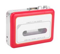 VBESTLIFE Lettore di Cassette, Convertitore Digitale Portatile da Cassetta a MP3, Altoparlante Integrato e Jack per Cuffie da 3,5 Mm, con Auricolare (rosso)
