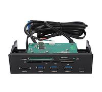 VBESTLIFE Lettore di Schede Interno, Hub USB da 5,25" con 3 USB 3.0 e .1, Pannello Frontale Multifunzione per PC Desktop, 6 Slot per Schede, Porta ESATA per Trasferimento Dati