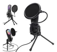 VBESTLIFE Microfono da Gioco USB RGB, Microfono a Condensatore con Cancellazione del Rumore con Filtro Anti-pop su Treppiede per Streaming su PC, Registrazione in Studio