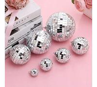 VBESTLIFE Mini Decorazione per Feste in Discoteca, Sfera a Specchio Sospesa con Cordino per Appendere, Riflette Luci Brillanti, Motivi Classici per Feste a Tema, Materiale in Vetro