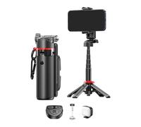 VBESTLIFE Mini Supporto per Treppiede per Selfie Stick, Estensione Regolabile in Altezza, Luce di Riempimento a 3 Colori, Telecomando da 10 M, per Viaggi, Streaming Live