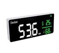 VBESTLIFE Misuratore di Decibel, Misuratore di umidità, Temperatura e Rumore con Display a LED di Grandi Dimensioni da 11 Pollici e Orologio per Aula, Studio, Casa