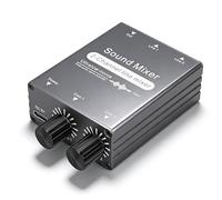 VBESTLIFE Mixer a 2 Canali, Commutatore Audio da 3,5 Mm con Doppio Controllo del Volume, per Computer TV Smartphone Laptop Proiettori Cuffie Altoparlanti