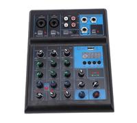 VBESTLIFE Mixer Audio a 4 Canali, a Doppio Microfono Cordless con Interfaccia USB Bluetooth e Illuminazione RGB, per Registrazione in Streaming Live di Podcast Studio Karaoke