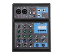 VBESTLIFE Mixer Audio a 4 Canali con Doppio Microfono Wireless, BT 5.0, Interfaccia USB, Alimentazione 48 V, Controllo EQ e Riverbero, per Karaoke Domestico, Streaming Live