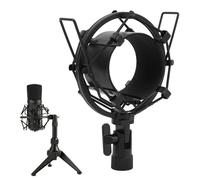 VBESTLIFE Monte Shock Microfono, Supporto per Microfono in Lega di Alluminio con Inserto Pad e Adattatore da 5/8 a 3/8, per Microfoni a Condensatore da 55-65 Mm in Studio