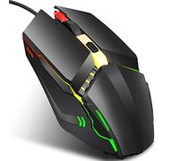 VBESTLIFE Mouse da Gioco cablato Mouse da Gioco per PC Mouse per Computer Nero con retroilluminazione RGB Mouse da Gioco Ottico Luminoso colorato 4D Design ergonomico Parti del Computer