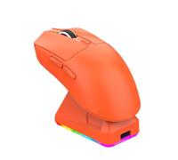 VBESTLIFE Mouse da Gioco Leggero, Luce RGB, 7 Pulsanti, Connessione in 3 modalità Personalizzabile con Base Magnetica a Ricarica Rapida, per Giochi e Uso in Ufficio (ORANGE)