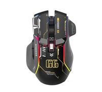 VBESTLIFE Mouse da gioco wireless, 2.4G/cablato/Bluetooth, 3 modalità, 4000 DPI, RGB, 10 pulsanti macro programmabili, per iOS, Android (Nero)