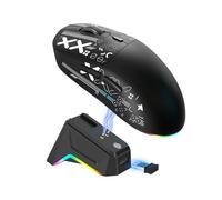 VBESTLIFE Mouse da Gioco Wireless con Dock di Ricarica RGB, 3 modalità 2.4G USB C Cablato BT, 12000 DPI, 7 Pulsanti Programmabili Silenziosi per PC Portatile (BLACK)