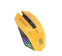 VBESTLIFE Mouse da Gioco Wireless, modalità TRI 2.4G USB C Bluetooth Mouse Gaming, 800-12000 Dpi, Retroilluminazione RGB, Ricaricabile, per Laptop PC (YELLOW)