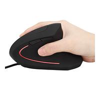 VBESTLIFE Mouse Ottico Ergonomico Verticale Cablato, Mouse da Gioco Verticale Ottico USB a 6 Pulsanti, 800-1200-2000-3200 DPI, Indicatori LED Colorati, per Computer PC(Nero)