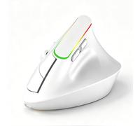 VBESTLIFE Mouse Verticale, Mouse Ergonomico Wireless Bluetooth 5.2 2.4G con Luce RGB 800 1200 1600 DPI 6 Pulsanti Silenzioso, per PC Portatile (WHITE)