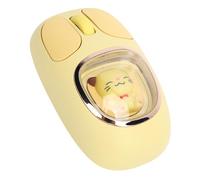 VBESTLIFE Mouse Wireless, modalità Tripla 2.4G/Bluetooth 5.0/3.0 Mouse Ergonomico Retroilluminato RGB Silenzioso Ricaricabile, Design Carino a Bambola, per PC Portatile (YELLOW)