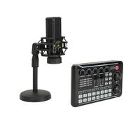 VBESTLIFE Pacchetto di Apparecchiature per Podcast, Scheda Audio Dal con Microfono a Condensatore Cardioide per Studio di Registrazione, per Telefono, Computer Portatile, Vlog,