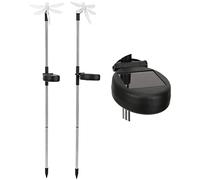 VBESTLIFE Paletti per Luci Solari da Giardino, Decorazioni per Prato con Libellule Che Cambiano Colore, Confezione da 2, Accensione Automatica, Luci Esterne a LED Solari per Aiuola, Altezza
