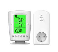 VBESTLIFE Presa per Termostato, Termoregolatore LCD con Presa per Termostato Programmabile Remoto Wireless Retroilluminato, 060/32140(Spina UE 230V)