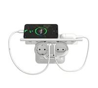 VBESTLIFE Prolunga per Presa A Muro con Ripiano, 3 Prese CA 1x USB A 1x Porte di Tipo C Ciabatta con Protezione da Sovratensione per Casa, Dormitorio, Ufficio