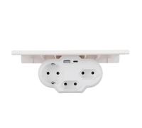 VBESTLIFE Prolunga per Presa a Muro con Ripiano, 3 Prese CA 2 Porte USB Ciabatta per Casa, Dormitorio, Ufficio