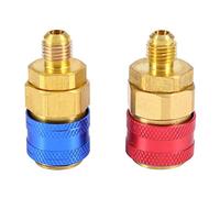 VBESTLIFE R134a Connettore Attacco Rapido CA Automatico, Adattatori Lato Basso e Alto in Ottone per Manometro del Collettore, Raccordo per Tubo da 1/4 di Pollice con Manopole Colorate, Strumento di
