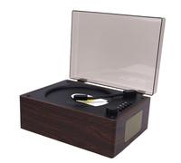 VBESTLIFE Retro Suitcase CD Player con BT 5.0 e Telecomando | Player USB Aux CD Multifunzione Portatile | Altoparlanti da 3600 MAh e Stereo per Uso Domestico (Colore noce)