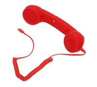 VBESTLIFE Ricevitore Telefonico retrò, Ricevitore Telefonico di Tipo C, Portatile per Telefono Cellulare con Presa Cablata Vintage con Microfono, per Conferenze, Chiamate (rosso)