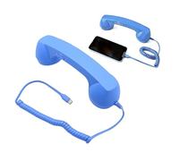 VBESTLIFE Ricevitore Telefonico retrò, Ricevitore Telefonico retrò di Tipo C Cablato Stile Linea Fissa per Videoconferenze Mobili Cellulari, Chiamate, Riunioni (BLUE)