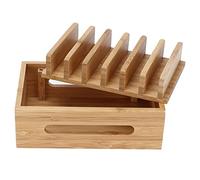 VBESTLIFE Scatola Portaoggetti per Organizer per Telefono Cellulare in Legno di bambù per Ufficio Domestico, Staffa Resistente per Tablet per Soggiorno, Sala Studio