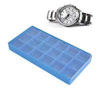 VBESTLIFE Scatola Portaoggetti per Orologi Pratico e Durevole Organizer per Orologiai e Riparatori in Plastica per Piccole Parti con Coperchio Antipolvere Ideale per Orologiai Blu 8 Griglia (18