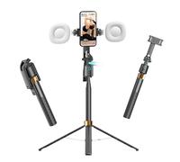 VBESTLIFE Selfie Stick con Tracciamento Automatico del Volto, Treppiede AI Intelligente con Rotazione a 360° con Controllo Gestuale e Doppia Luce di Riempimento, per Smartphone,