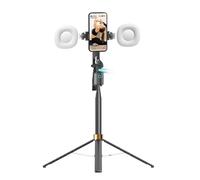 VBESTLIFE Selfie Stick con Tracciamento Automatico del Volto, Treppiede Portatile Espandibile per Telefono con Controllo dei Gesti di Rotazione a 360°, con Luce di Riempimento, Doppio LED