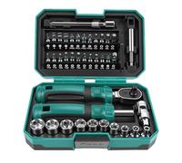 VBESTLIFE Set di Chiavi a Cricchetto e Cacciaviti, 10 Bussole 24 Punte 2 Barre di Prolunga Cricchetto Reversibile con Impugnatura Magnetica con Giunto Universale e Custodia