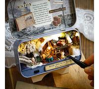 VBESTLIFE Set di Montaggio per Casa delle Bambole Fai-da-te a Tema Good Old Time con Luce a LED per Collezione e Regalo, Mini Casa delle Bambole Rurale e All'angolo della Strada per la Decorazione