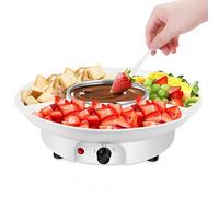 VBESTLIFE Set di Pentole per Fonduta Elettriche, Pentola per Sciogliere il Cioccolato con 10 Spiedini e Vassoio da Portata Rimovibile, per Feste con Fonduta di Cioccolato e Formaggio (Spina europea)