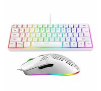 VBESTLIFE Set Tastiera e Mouse da Gioco Cablati, Tastiera Retroilluminata RGB a 61 Tasti con Tasti Funzione Multimediali e Mouse Ergonomico, per Lavori di Gioco su Computer PC (Insieme bianco)