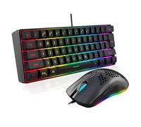 VBESTLIFE Set Tastiera e Mouse da Gioco Cablati, Tastiera Retroilluminata RGB a 61 Tasti con Tasti Funzione Multimediali e Mouse Ergonomico, per Lavori di Gioco su Computer PC (insieme nero)